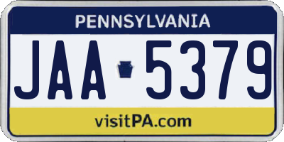 PA license plate JAA5379