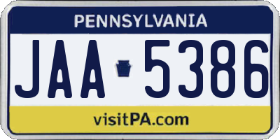 PA license plate JAA5386