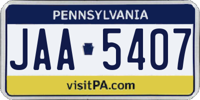 PA license plate JAA5407