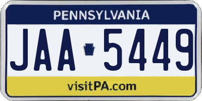 PA license plate JAA5449