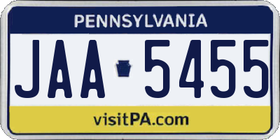 PA license plate JAA5455