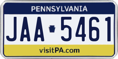 PA license plate JAA5461