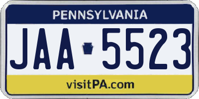 PA license plate JAA5523