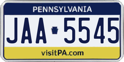 PA license plate JAA5545