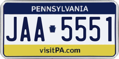 PA license plate JAA5551