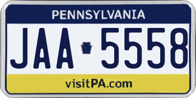 PA license plate JAA5558