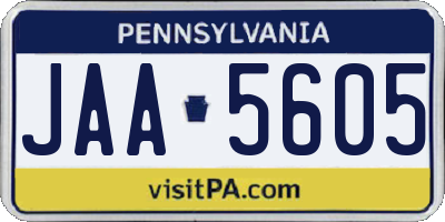 PA license plate JAA5605
