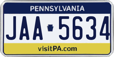 PA license plate JAA5634