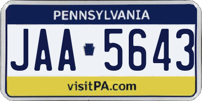 PA license plate JAA5643