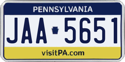 PA license plate JAA5651