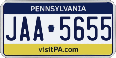 PA license plate JAA5655