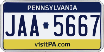 PA license plate JAA5667