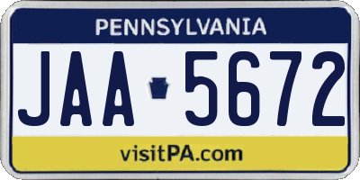 PA license plate JAA5672