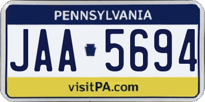 PA license plate JAA5694