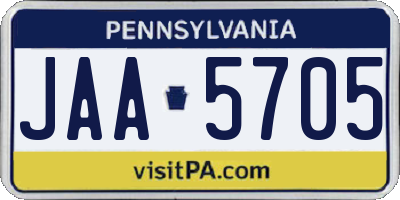 PA license plate JAA5705