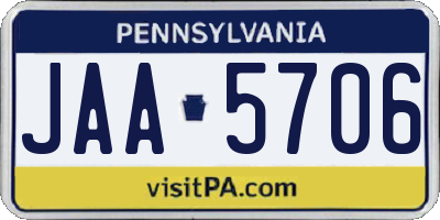 PA license plate JAA5706