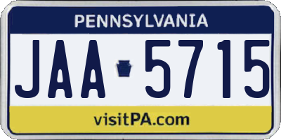 PA license plate JAA5715