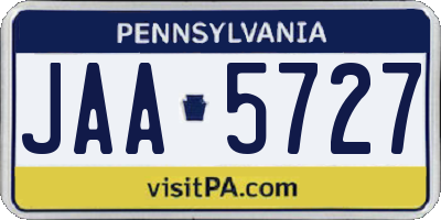 PA license plate JAA5727