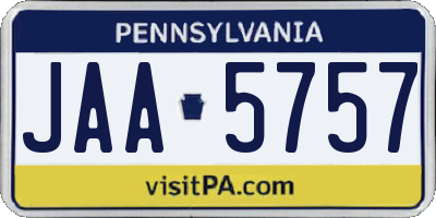PA license plate JAA5757