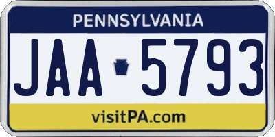 PA license plate JAA5793