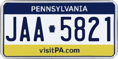 PA license plate JAA5821