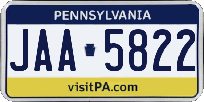 PA license plate JAA5822