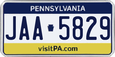 PA license plate JAA5829