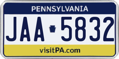 PA license plate JAA5832