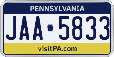 PA license plate JAA5833