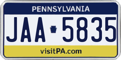 PA license plate JAA5835