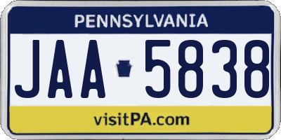 PA license plate JAA5838