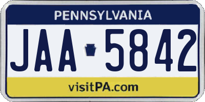 PA license plate JAA5842