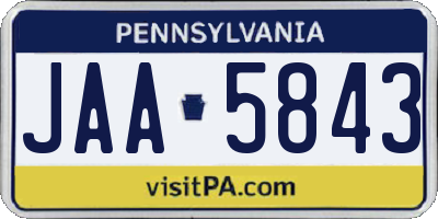 PA license plate JAA5843