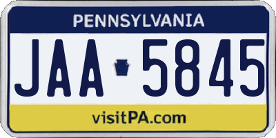 PA license plate JAA5845