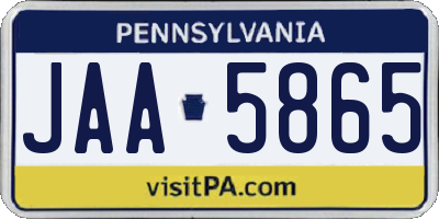 PA license plate JAA5865