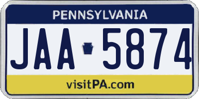 PA license plate JAA5874