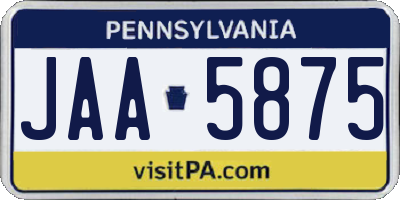 PA license plate JAA5875