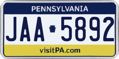 PA license plate JAA5892