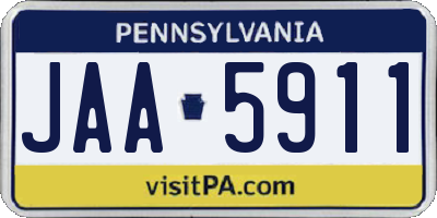PA license plate JAA5911