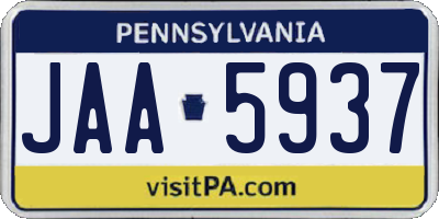 PA license plate JAA5937