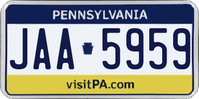 PA license plate JAA5959