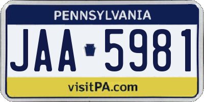 PA license plate JAA5981