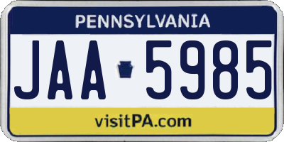 PA license plate JAA5985