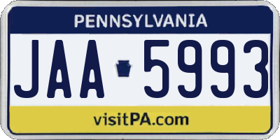 PA license plate JAA5993
