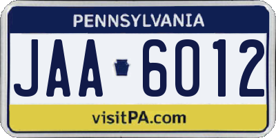 PA license plate JAA6012