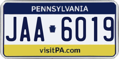 PA license plate JAA6019