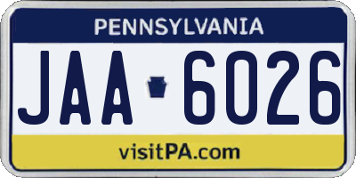 PA license plate JAA6026