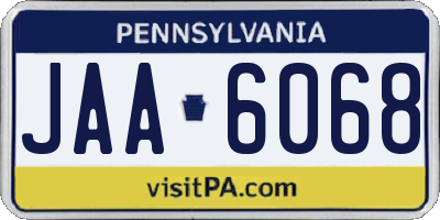 PA license plate JAA6068