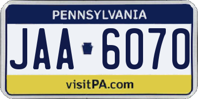 PA license plate JAA6070