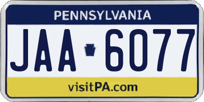 PA license plate JAA6077